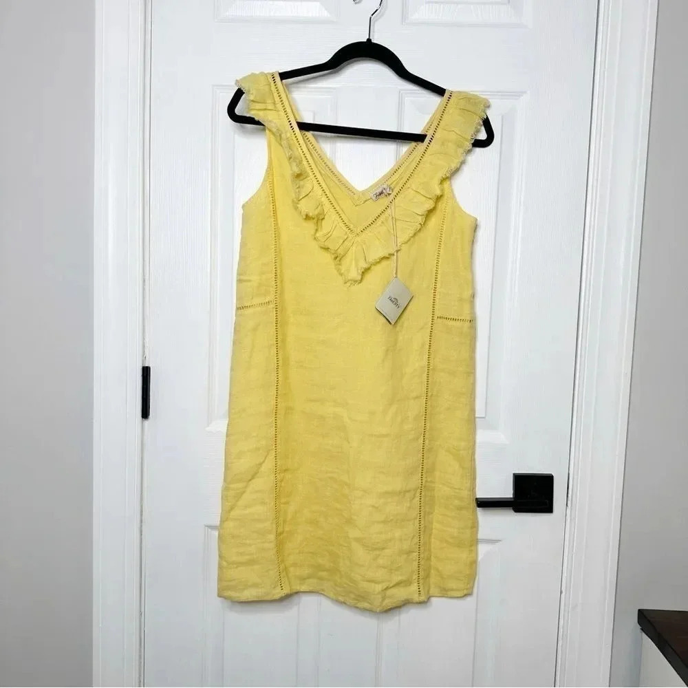 FAHERTY Ellis Marigold Yellow‎ 100% Linen Sleeveless Mini Dress XS